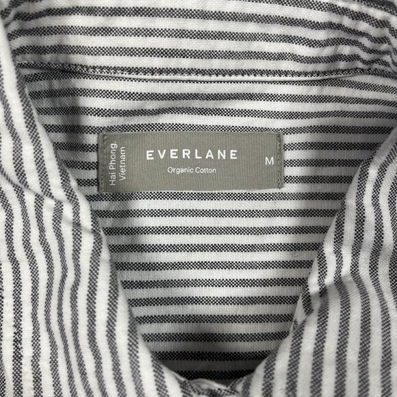 Everlane Shirt Mens Medium Gray Stripe Button Up Organic Cotton Long Sleeve - Picture 3 of 12
